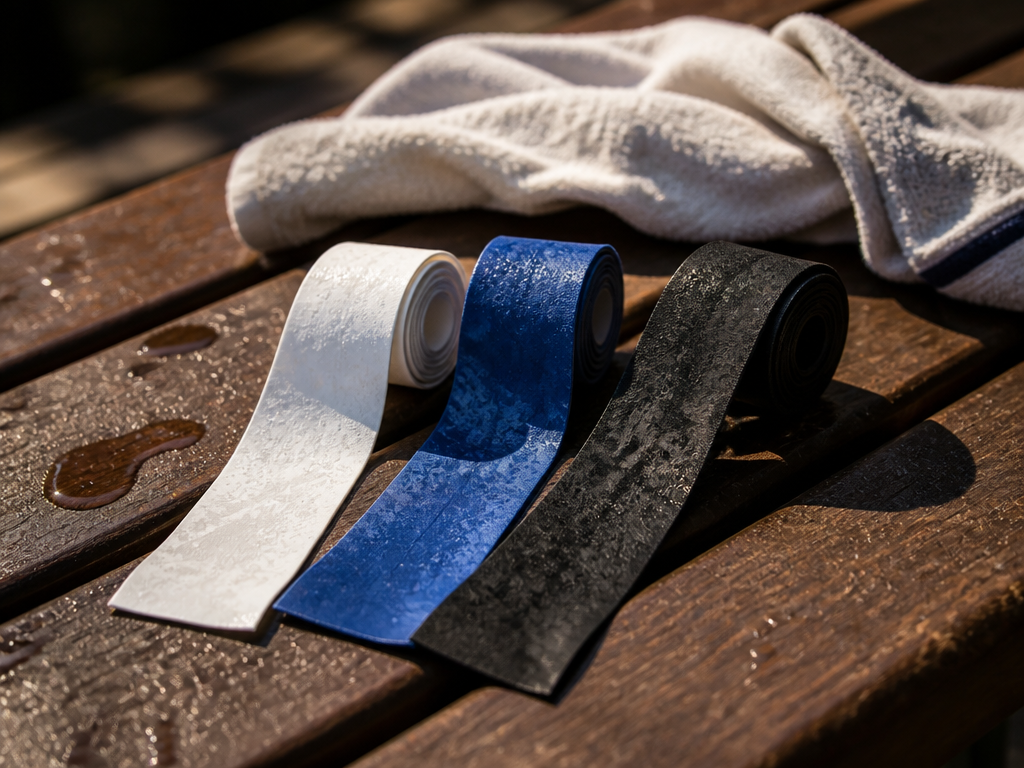 Still life arranged on a wooden bench in harsh afternoon sunlight: three slightly used…